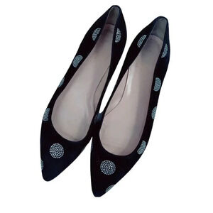 Kate Spade Bayla black suede crystal polka dot pointed flats size 7.5